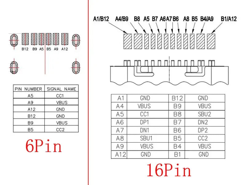 15Models/Box Type C USB-C JACK Charging Dock Connectors Mix 6Pin and 16Pin Type-C Female SMD DIP PCB Soldering DIY Repair Socket