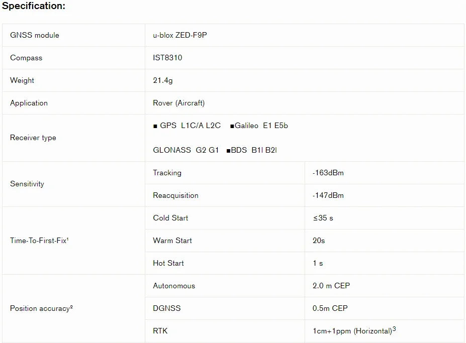 Holybro H-RTK F9P Ultralight RTK GNSS Module with Zed-f9p Ist8310 Helical Antenna for Pixhawk Series