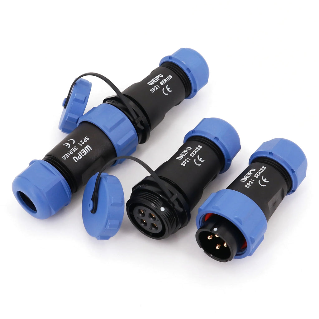 Weipu SP21 Waterproof IP68 In-Line Male and Female 2/3/4/5/7/9/12 Pin Circular Aviation Cable Connector