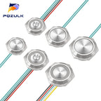 Ultra Short Push Button Switch Waterproof 16/19/22mm 12V 24V led light Momentary Self-reset Wiring Buttons without fixation