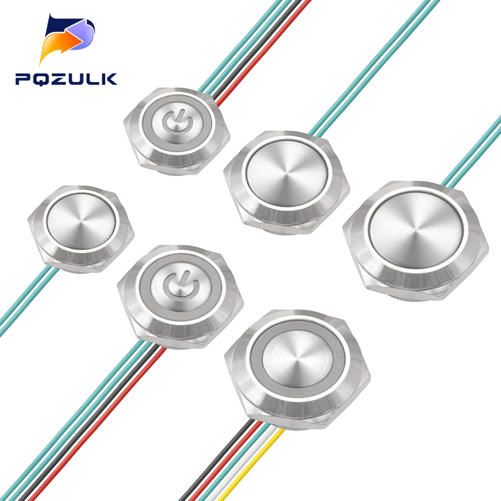 Ultra Short Push Button Switch Waterproof 16/19/22mm 12V 24V led light Momentary Self-reset Wiring Buttons without fixation