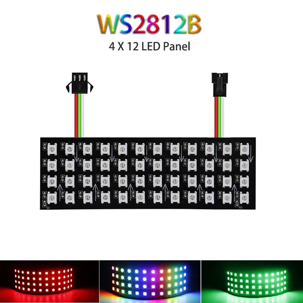 WS2812B Mini LED Digital Flexible Individually Addressable Panel 4X12 48Pixels WS2812IC Module Matrix Screen DC5V