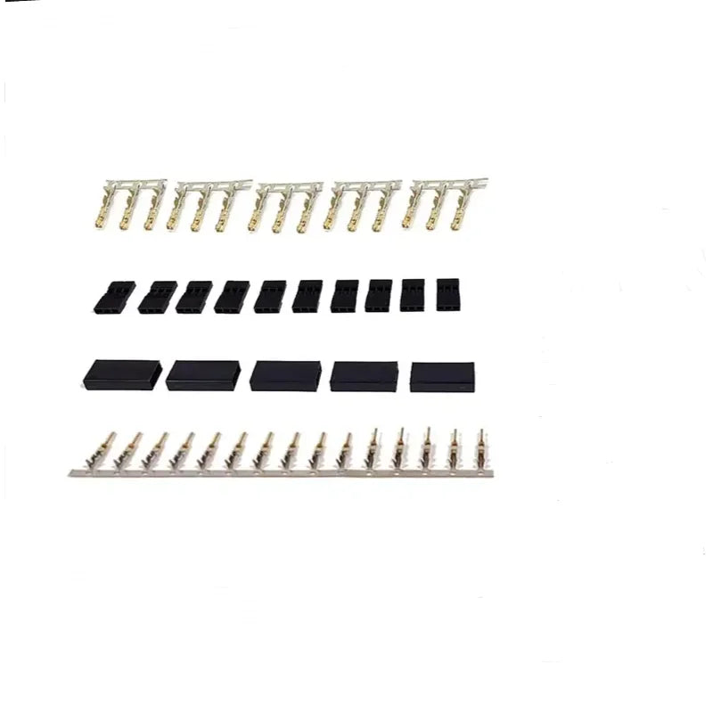 5/10 Pairs Jr Futaba Servo Receiver Connector Plug with Lock and Male Female Gold Plated Terminals Crimp Pin Kit for RC Battery