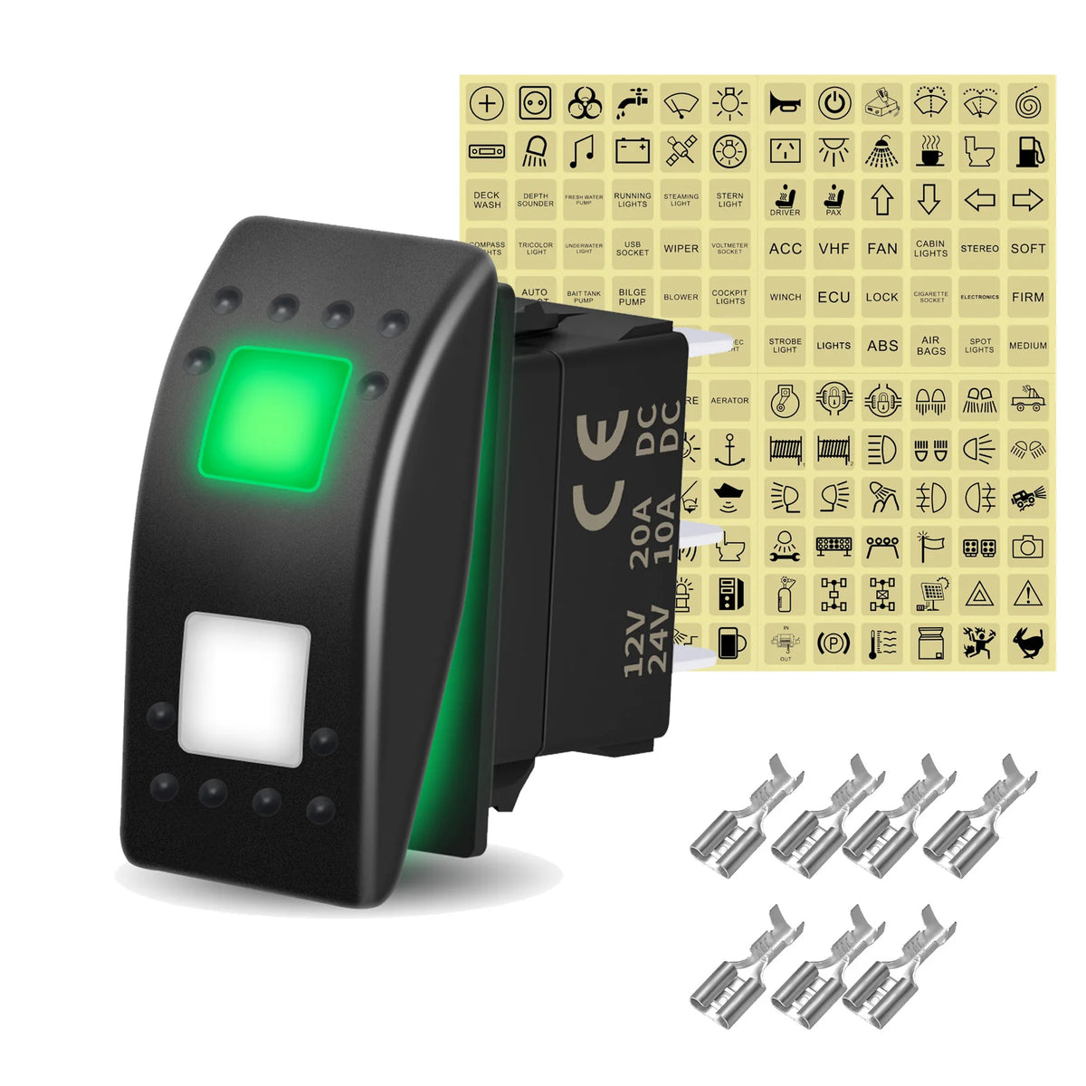 12V 20A White Lens Led Rocker Switch SPST / DPDT / Latching ON-OFF / Momentary (ON)-OFF-(ON) For Carling Switch Replace