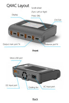 ToolkitRC Q4AC 4x50W 5A AC 100W 4 Port DC Smart Discharger Charger XT60/XT30 Optional for 1-4S Lipo Battery