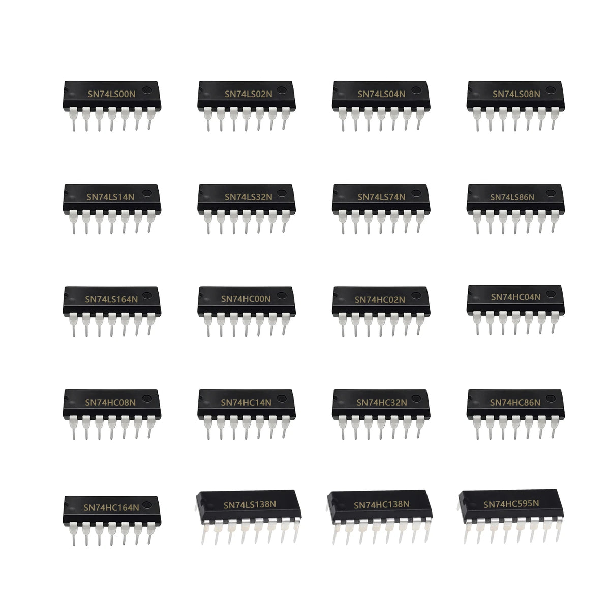 20 Values 74 Series Logic IC Kit DIP14/-16 SN74LS SN74HC 00N/02N/04N/08N/14N/32N/74N/86N/138N/164N/595N Total 40 Pcs