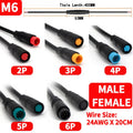 5/10 Set M6/M8 Julet Electric Butt Plug Connectors - 2/3/4/5/6 Pin, for Scooter Brake Cable & Signal Sensor (20CM)