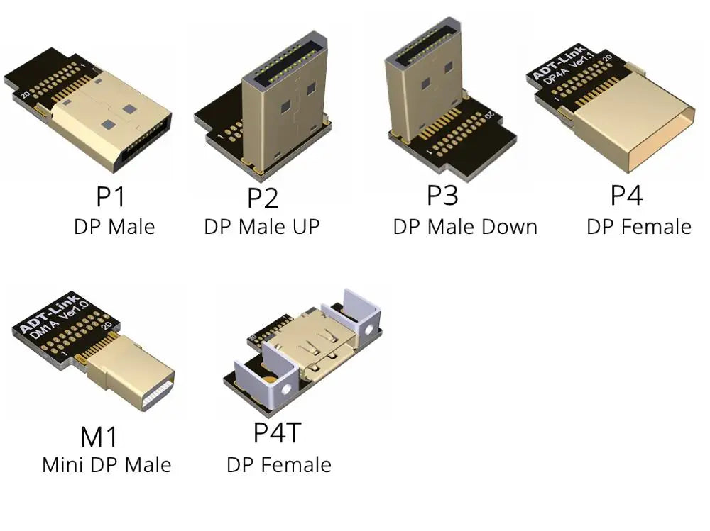 DisplayPort Ribbon Extension Cable Male-Female Flat EMI shielding FPC Cable DP 90 degree Angle Connector With mounting bracket
