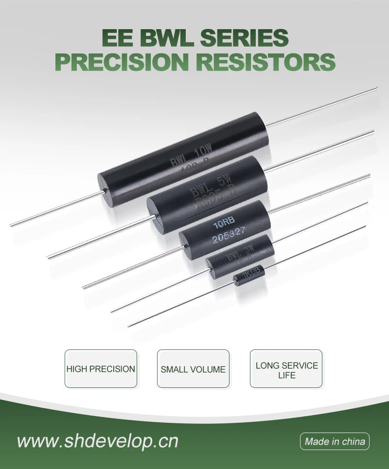 1Pcs Bwl-3W5W10W0.1% High Precision Resistor 0.005-10K Ohm Low Temperature Coefficient Wirewound Sampling Resistor