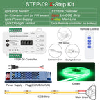COB LED Strip PIR Motion Sensor Stair Lights Kit Step by Step Control Indoor Smart Staircase Lighting Controller with Main Line
