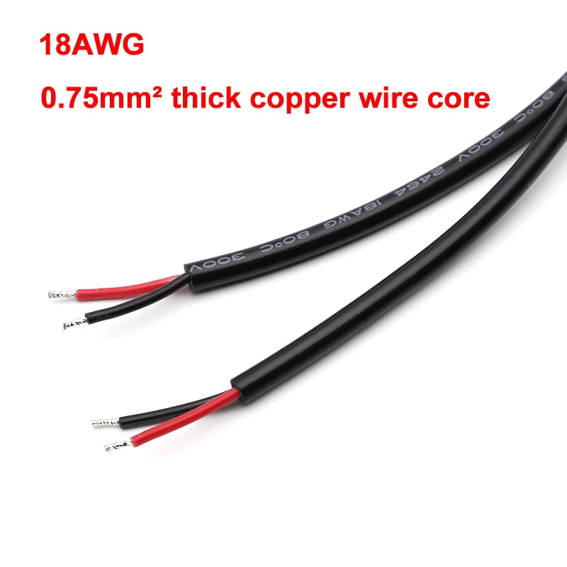 DC 5.5 X 2.1mm Male Plug to Bare Wire Open End Power Wire Supply Repair Cable 18 AWG DC5521 Connector Straight/Elbow 29cm