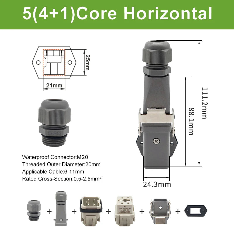 HA Heavy Duty Connector Kit 4/5/6/8 Core Pins Male&Female Insert Plug HDC-HA Rectangular Waterproof Industrial Aviation Socket