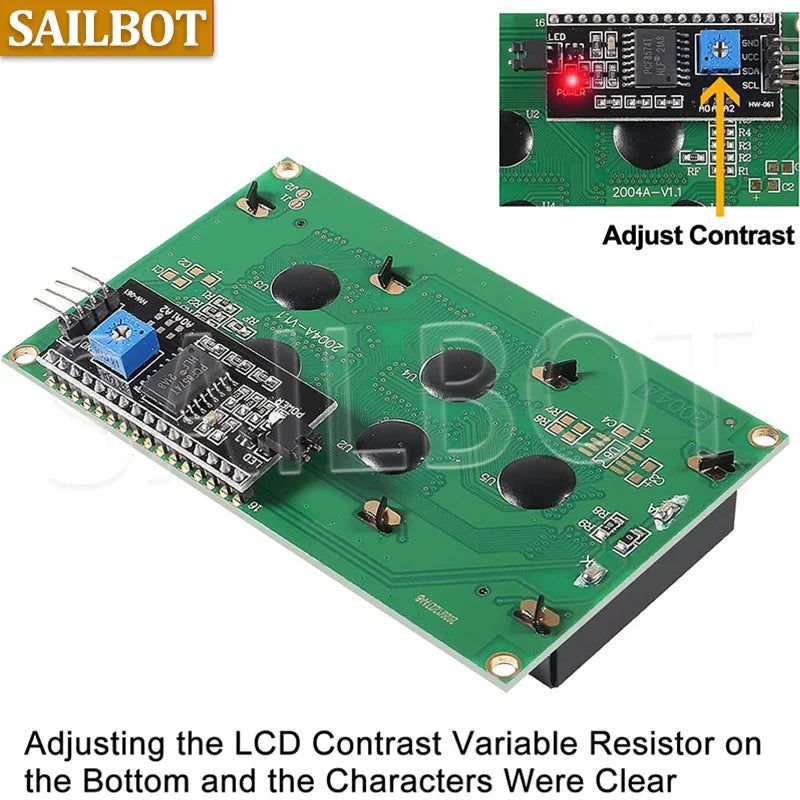 1PCS LCD2004+I2C LCD2004 20x4 2004A Blue Green Screen Character LCD IIC Serial Interface Adapter Module for Arduino