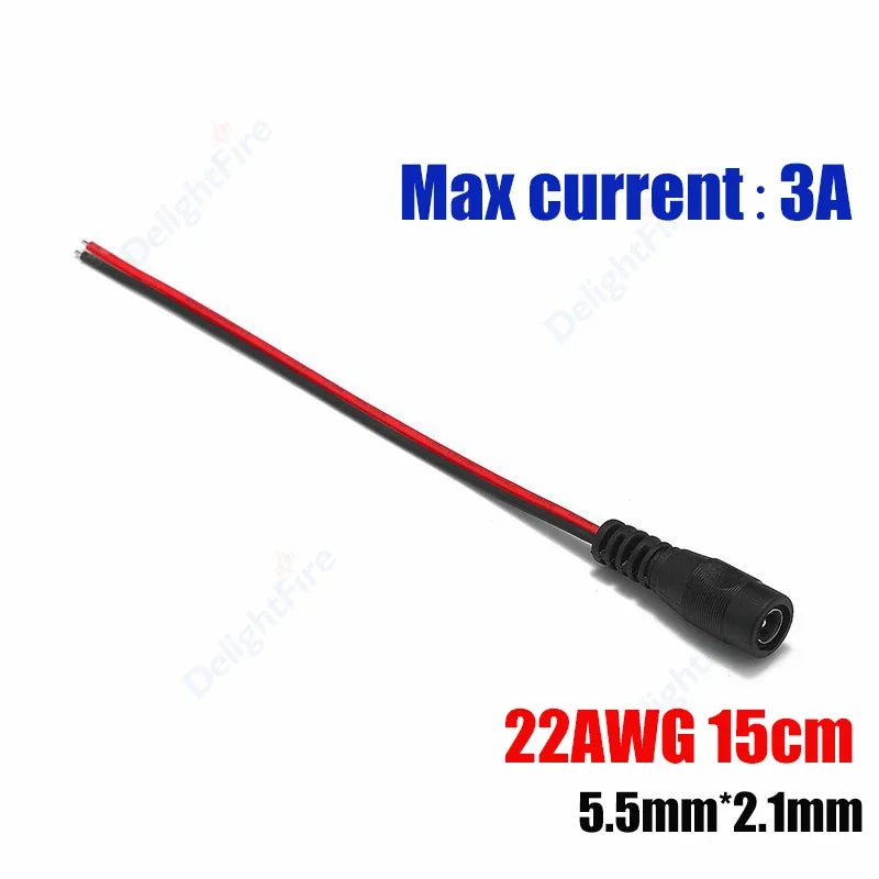 1-100pcs DC Power Pigtail Cable 5.5 2.1mm Female Male Plug 5V 12V Jack Connector Wire For CCTV Camera LED Strip Power Adapter