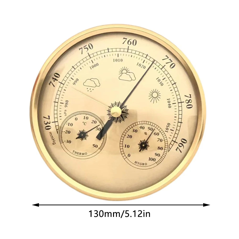 Metal 3 in 1 Barometer Weather Station for Indoor and Outdoor Use Barometer Thermometer Hygrometer with Round Frame