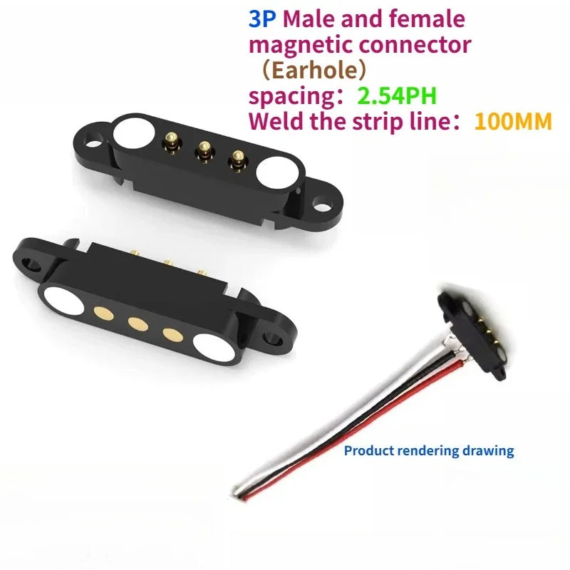 1/5Set 2A DC Magnetic Pogo Pin Connector 2Pin 3Pin 4 5 6 7 8 9 Pin Pogopin Male Female Spacing 2.5/2.80mm Spring Loaded Socket
