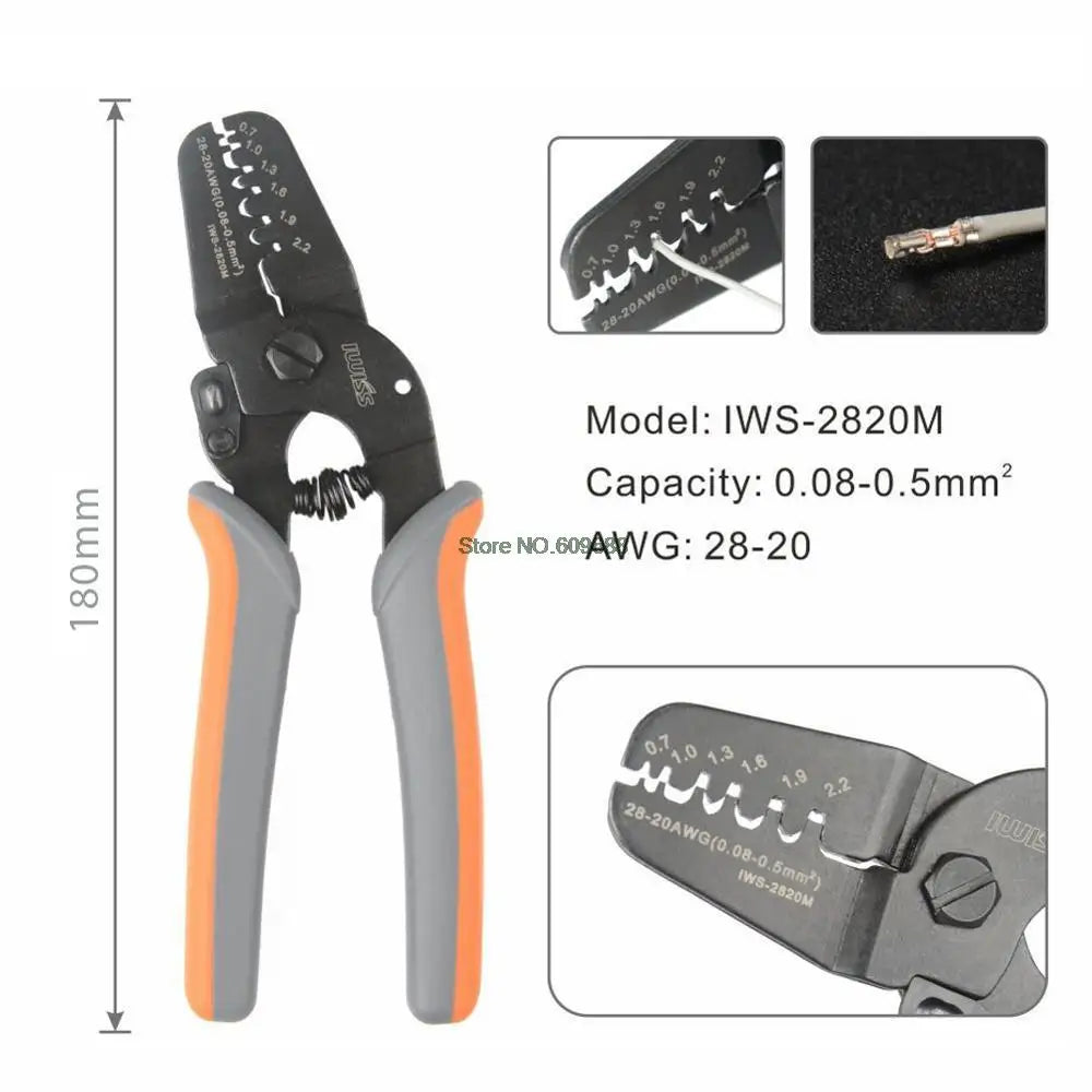 IWISS Mini Micro Open Barrel Crimping Tools Crimper Terminal Pliers for 28-20AWG JAM, Molex, Tyco, JST Terminals and Connectors