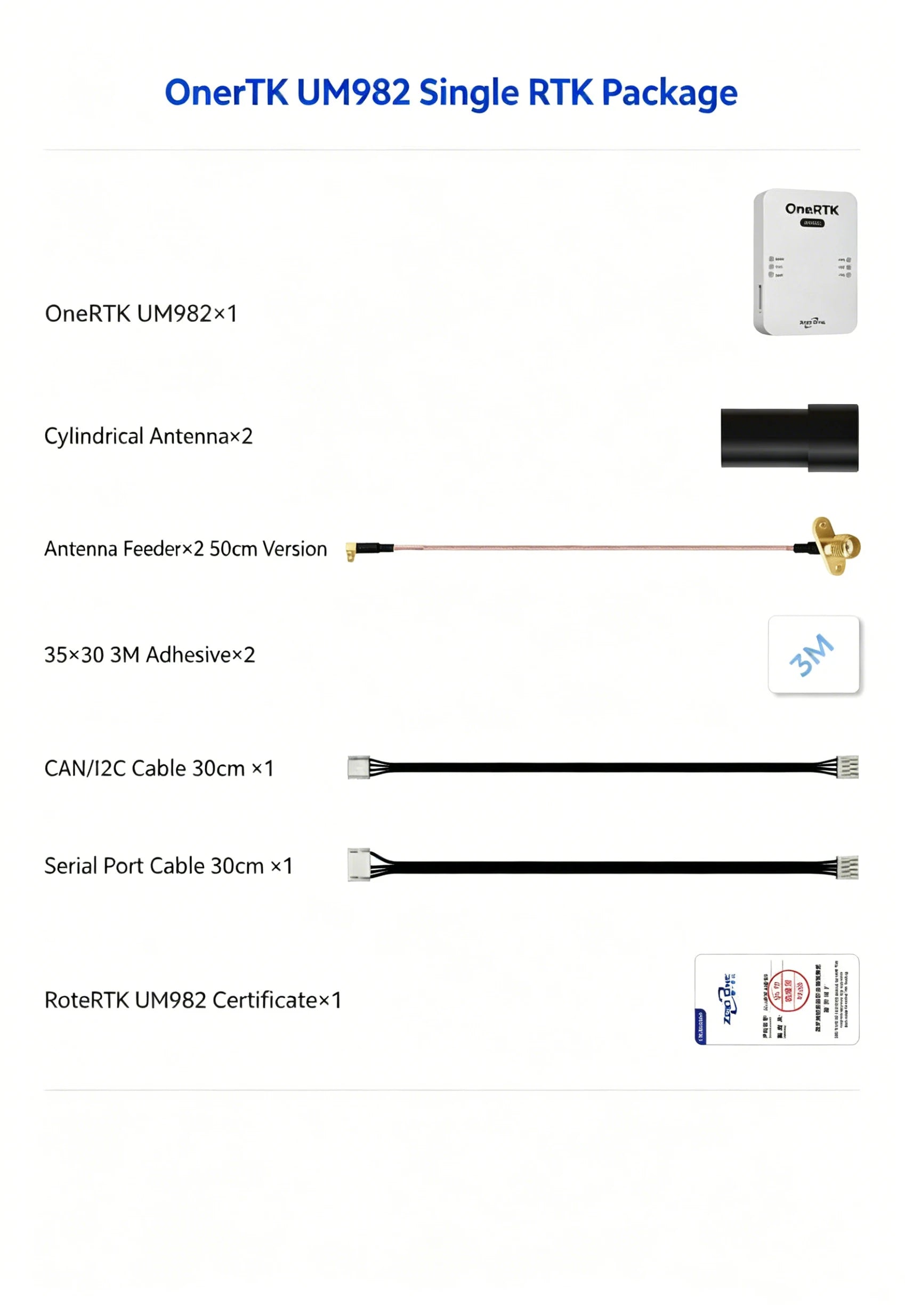 Zero One OneRTK UM982 Dual-Antenna Direction Finding RTK Module with Compass for Plant Protection & Mapping