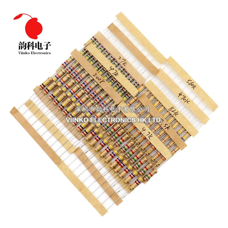 150PCS 300PCS 1W 2W 3W 5W Carbon Film Resistor Assortment Kit 5% Resistance Set 30Kinds 0.1-750 ohm 1K-820K DIY components