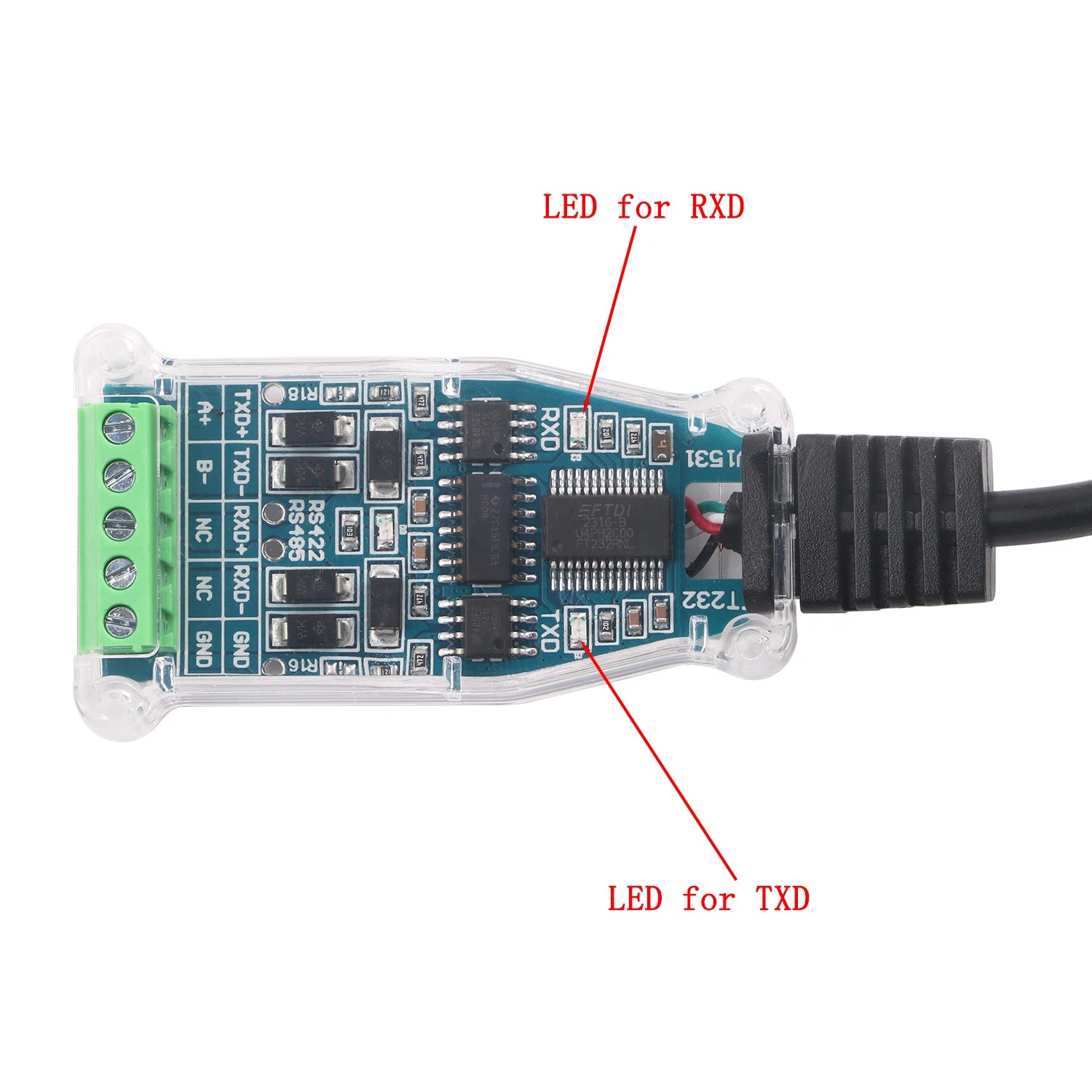 FTDI USB TO RS485 RS422 485 422 Module Communication Converter Adapter Cable with TXD RXD LED
