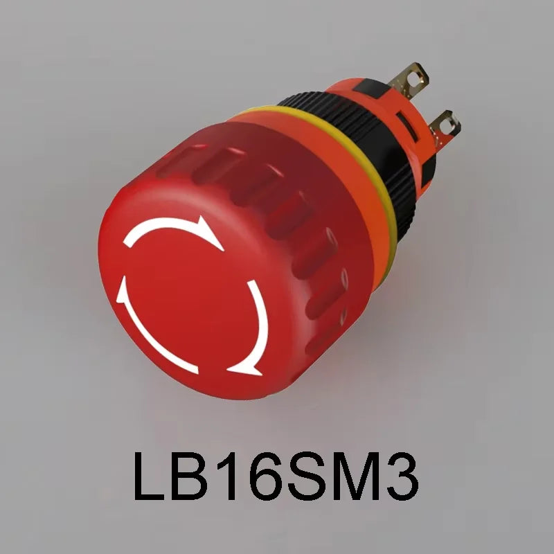 LANBOO 16mm Emergency Stop Push Button Switch, 1NO1NC 7A 250VAC Latching Mushroom Head E-Stop Switch for Industrial Control Safe