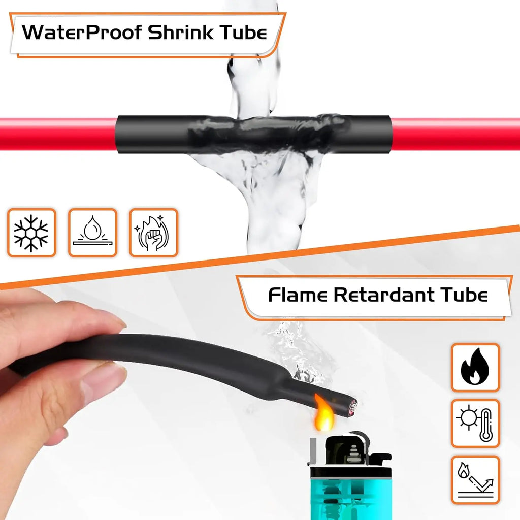 A Roll Black 3:1 Ratio Heat Shrink Tubing Φ1.6mm to Φ30m Dual Wall Adhesive Lined Shrinkable Wire Wrap Tube Waterproof Sleeves