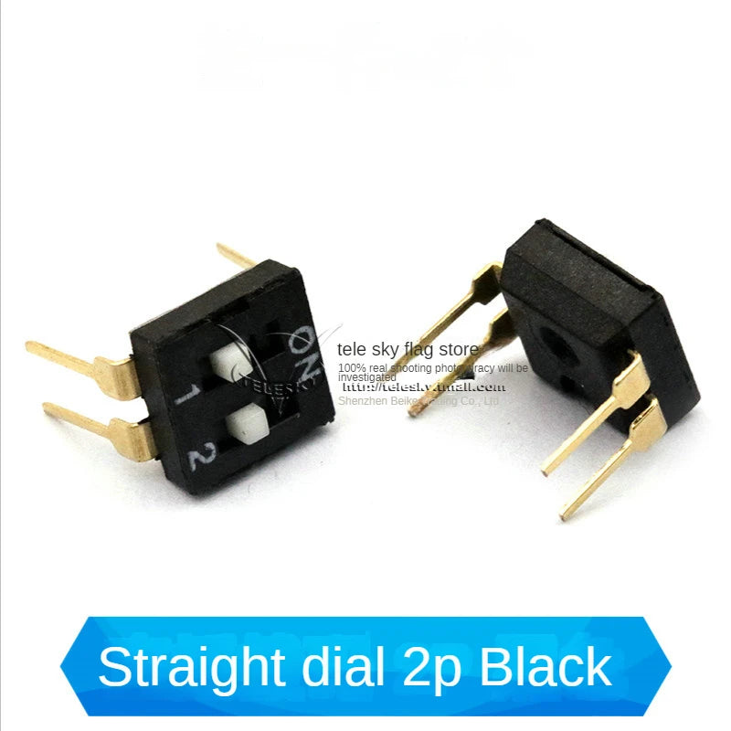 5PCS Dial Switches Toggle Side Dial Flat Dial Coding Patch 2P 4 5 6 8 9 10 Bit 2.54mm Red Blue Black