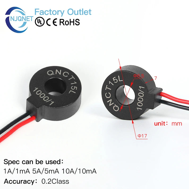Current Transformer CT QNCT16L 10A 10mA 20A 20mA 30A 30mA 50A 50mA 2000:1 10A 5mA 20A 10mA 100A Micro Current Transducer Sensor