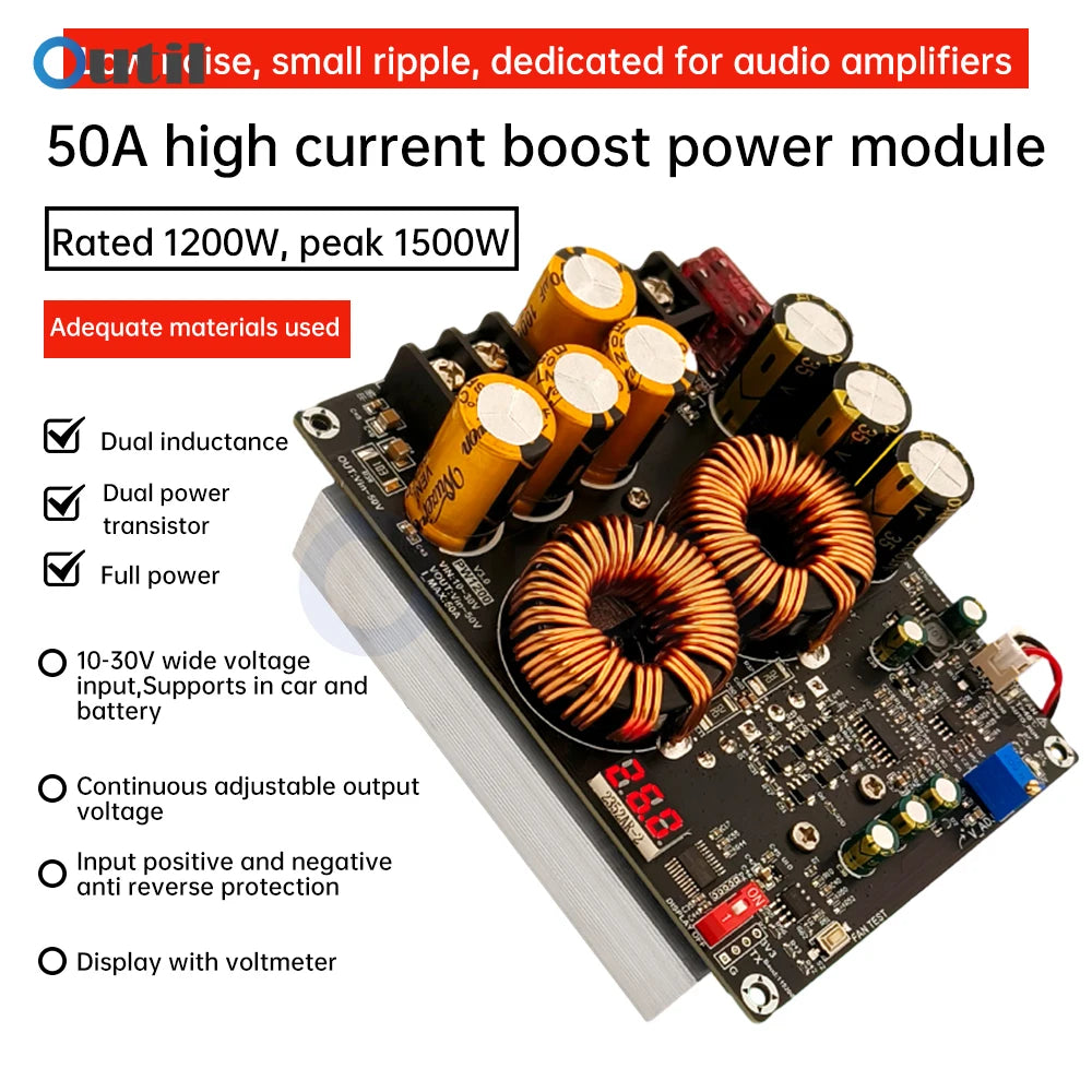 1200W 50A High Current Boost Power Module Dual Inductor Sufficient Power Audio Amplifier Dedicated Power Supply PW1200