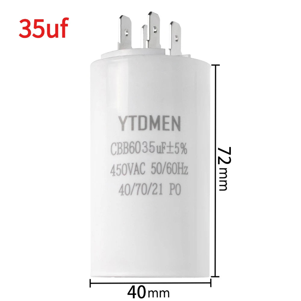 CBB60 450VAC 4~60μF ±5% 4-Pin Double Insert Motor Run Capacitor for Air Conditioner/Refrigerator/Pump，50/60Hz