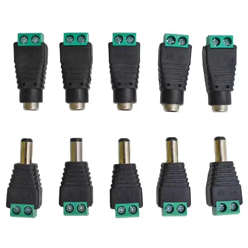 Male Female Socket Barrel Adapter 12V DC Power Connector Plug Jack for CCTV Camera LED Strip Supply Terminal 2.1mm x 5.5mm