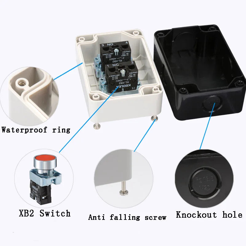 NEW XB2 Metal button switch control box start stop industrial identification symbol self reset circular emergency stop SWITCH