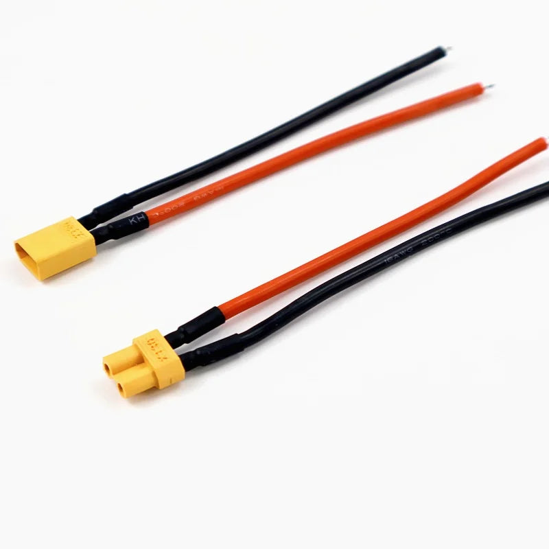 XT30 Pigtail Plug Male and Female Connector with 100mm 16AWG Tinned Wire Cable for RC Fixed Wing Lipo Battery FPV Drone Charger