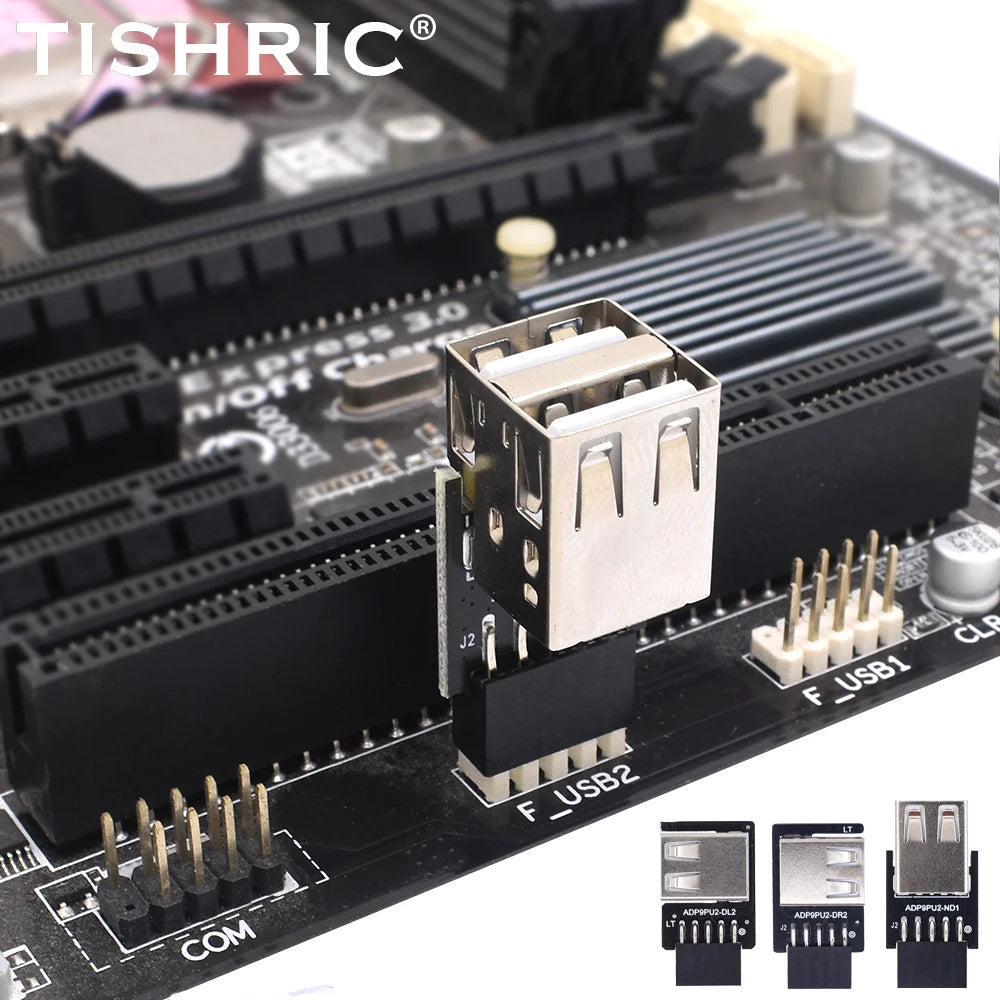 TISHRIC 9Pin To 2 Ports USB 2.0 Expansion Card USB 2.0 Motherboard Header 9pin to 2 Ports USB 2.0 Dual USB A 9 Pin Female Adapt