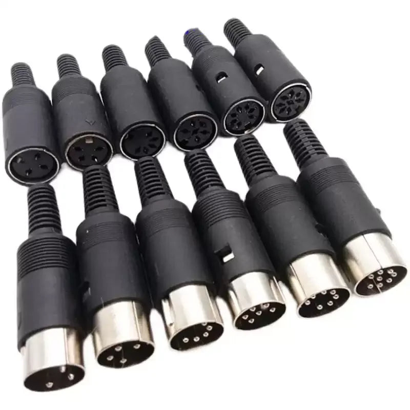 1Pcs Black DIN Circular Connector, Male/Female Chassis & Cable Mount Plug/Socket (3/4/5/6/7/8 Pin)