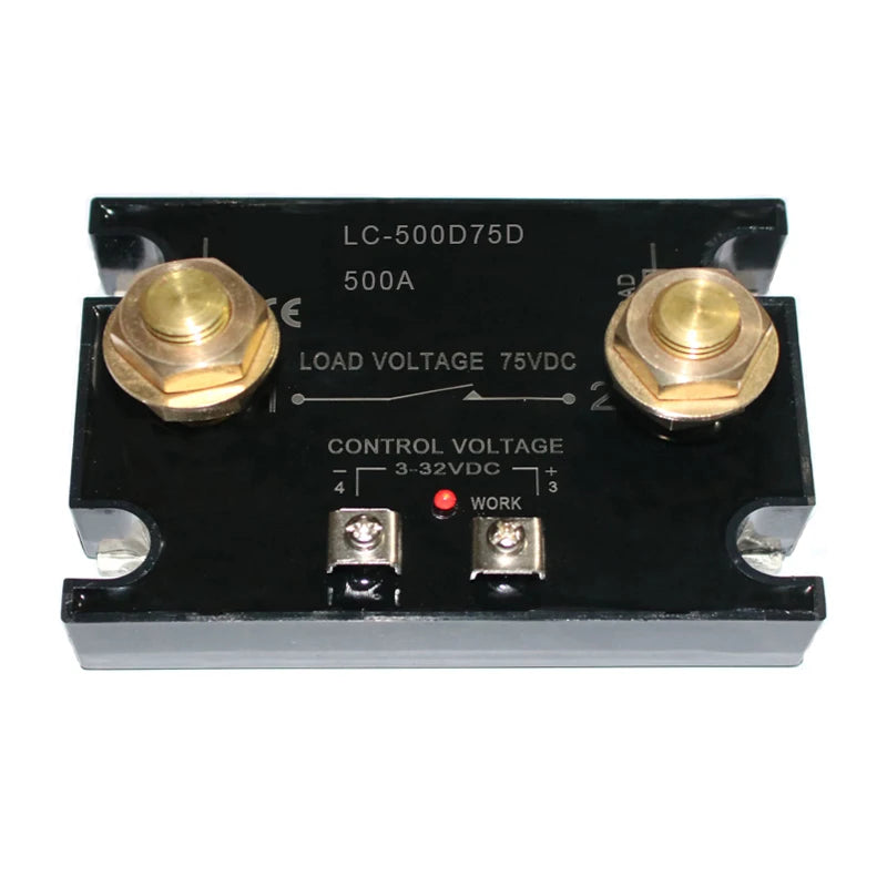 DC Control DC Solid State Relay 3-32VDC Control 75VDC Load Voltage High Current 500A 1000A with Heat Sink Raditor High Power SSR