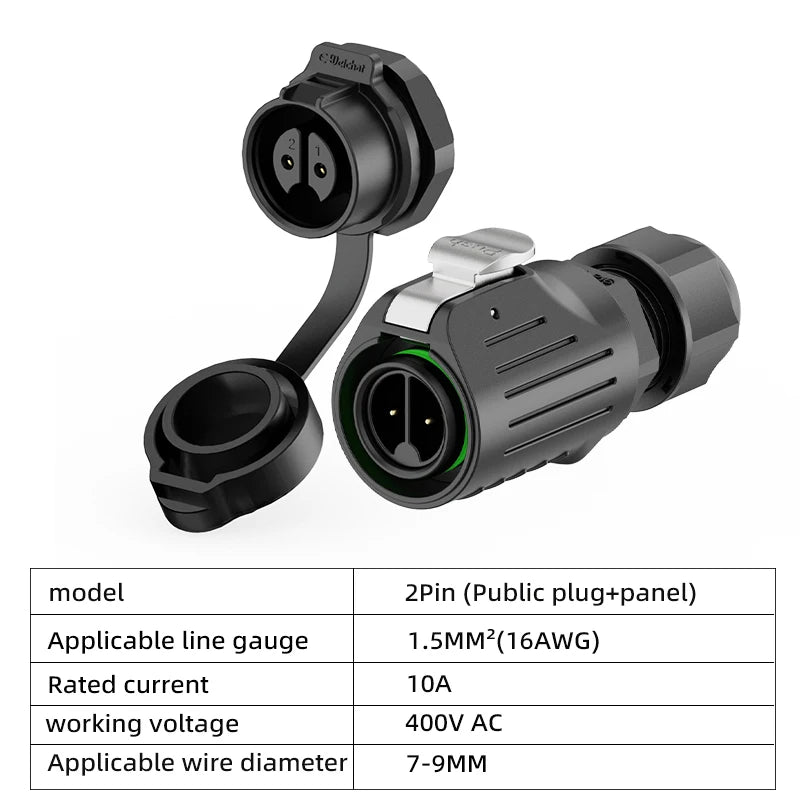 IP68 Power Waterproof Connector Panel Installation, Aviation Plug Socket Cable, Male and Female Heads, No Welding Required