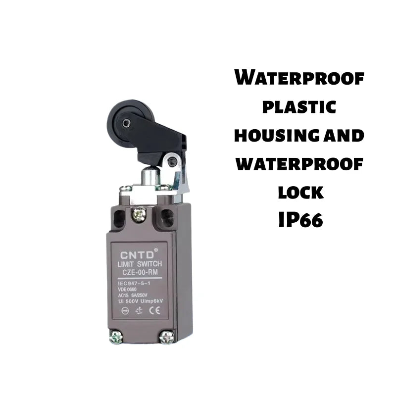 Limit Switch, CNTD CZE‑00‑RM plastic housing 1NO1NC contact, 10A 250VAC mechanical reset, industrial position sensor for machine