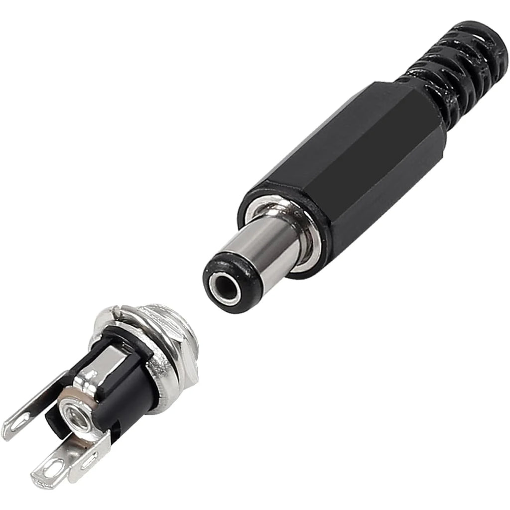 5Pairs 5.5x2.1mm DC Power Supply Male Plug + Female Jack Panel Mount Solder Wire Connector 5.5 * 2.1mm DC Plug Socket Connector