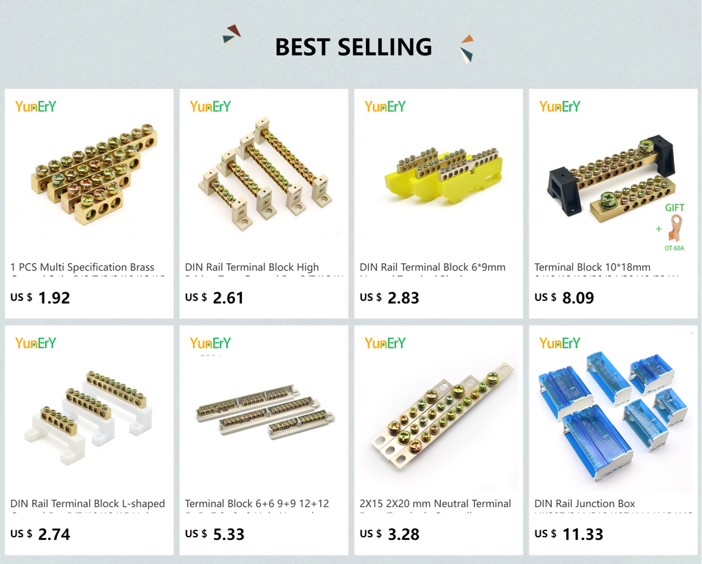 Terminal Block 10*18mm 8/10/12/16/20/24/30/40/50 Way One In Multiple Out High Current Double Neutral Ground Connector Brass Bar