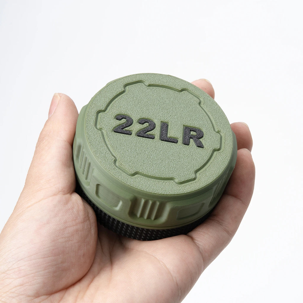 A compact storage case capable of holding 55 .22LR rounds—convenient for carrying to the shooting range.