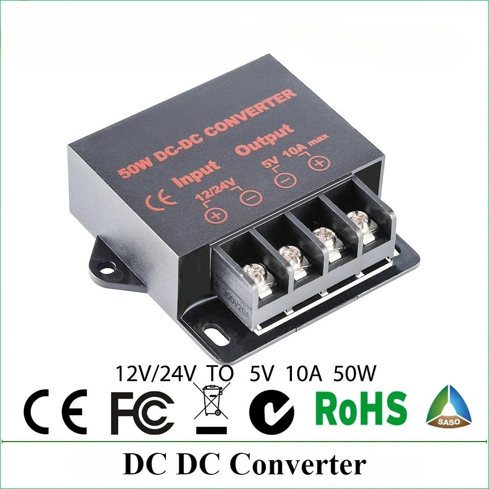 12V 24V to 5V DC Converter Regulator 3A-100A Car Step Down Reducer LED Lighting Display CE Certified Waterproof Dustproof