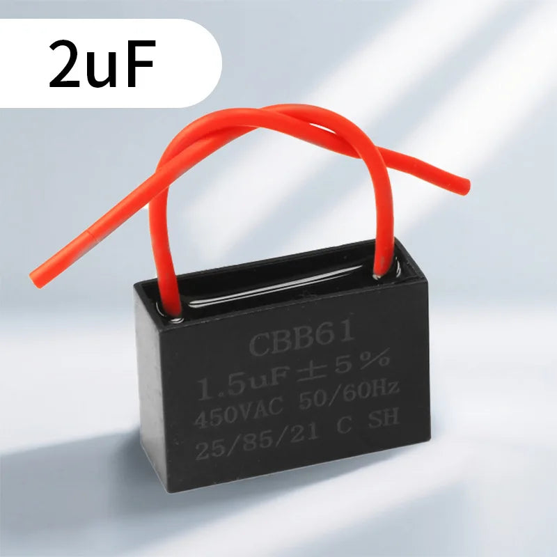CBB61Fan Starting Capacitance1.2/1.5/1.8/2/2.5/3/4/5/6/7UFCeiling Fan Range Hood450V