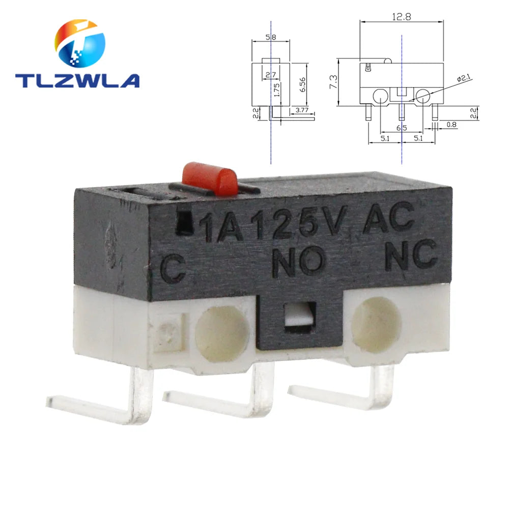 10PCS Micro Limit Switch Momentary Push Button Switch 1A 125V AC Mouse Switch 3Pins Long Handle Roller Lever Arm SPDT 12X6X6MM