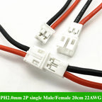 JST PH 2.0mm Pitch 2 Pin Male Female Cable Connector Micro PH2.0 2P Plug Jack Socket with Soft Silicone Wire Cables 20cm 22AWG