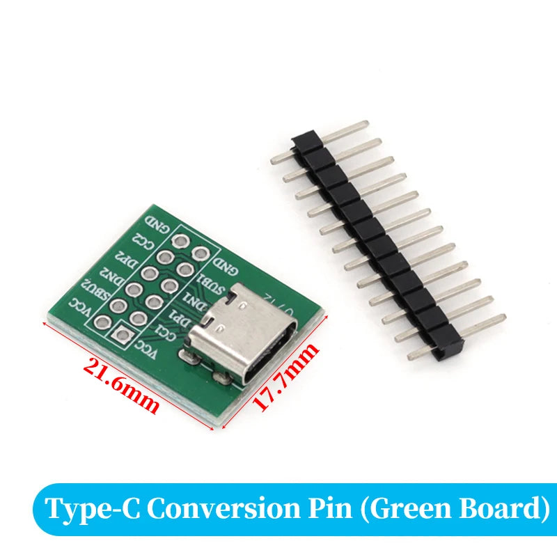 1-10PCS 16Pin 2.54mm USB TYPE-C to PCB Data Transmission Power Adapter Pin Board Test Board Solder Female DIP Connector Socket