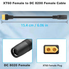1pc XT60 Female to DC 8020 8.0mm x 2.0mm Female Adapter Cable Connectos Solar Generator Portable Power Station 14AWG