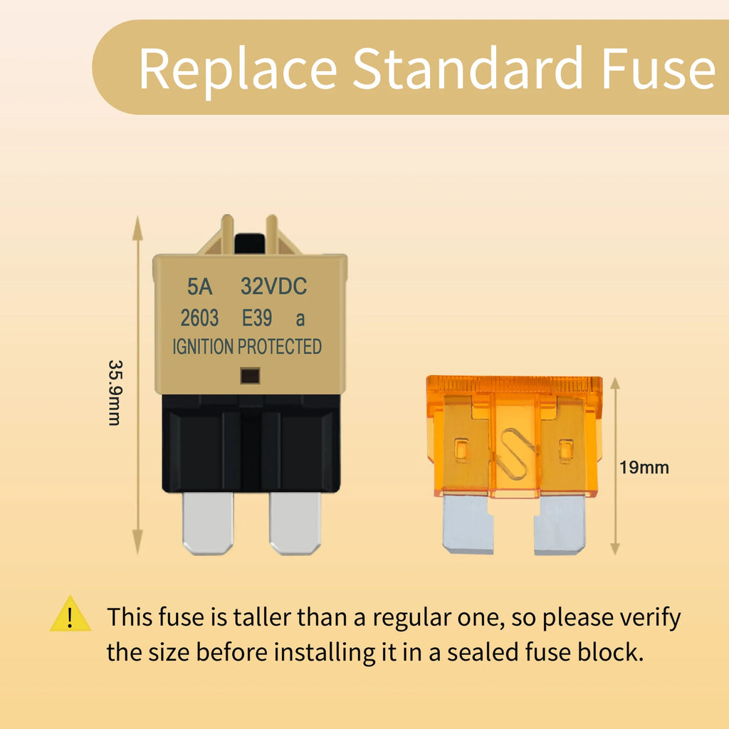 Car Blade Resettable Fuses 5A 7.5A 10A 15A 20A 25A 30A Automotive Fuses 12V 24V 32V Circuit Breaker for ATO ATC Fuse Replace