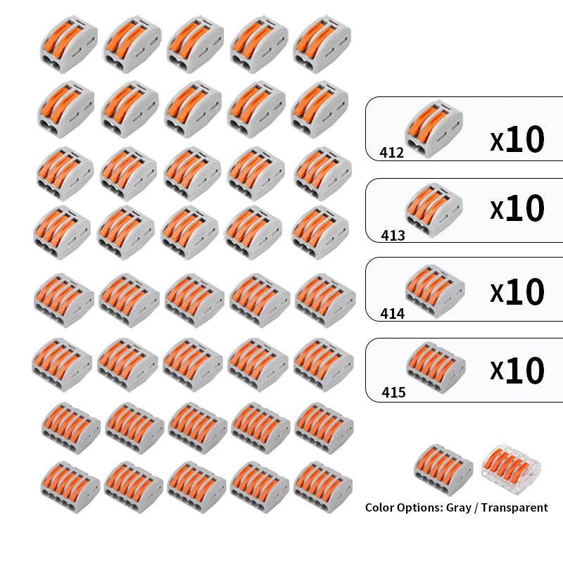 10/20/30PCS 2/3/4/5-Port Assorted Kit Quick Push In Lever Wire Connector Mini Compact Terminal Block 0.08-4mm2 Electrical Wiring