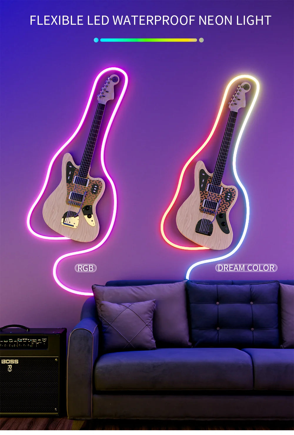 Dream Color LED Neon Strip WS2811 5050 RGBIC P67 Waterproof   Addressable Smart IC Flexible Light Tape for Room DIY DC12V/24V